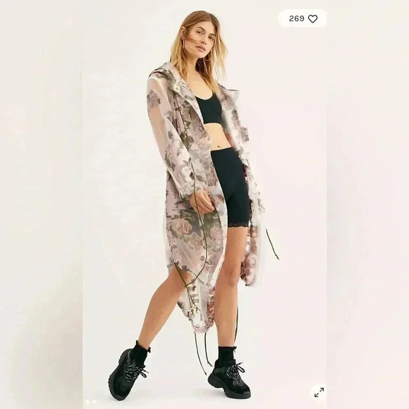 We Are Kindred Free People Colette Anorak Jacket Floral Sheer Size 4 - Picture 1 of 14